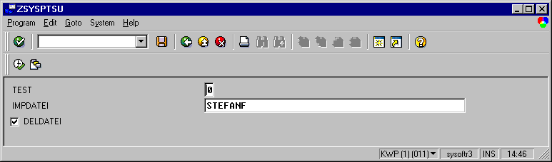 zsysptst selection screen