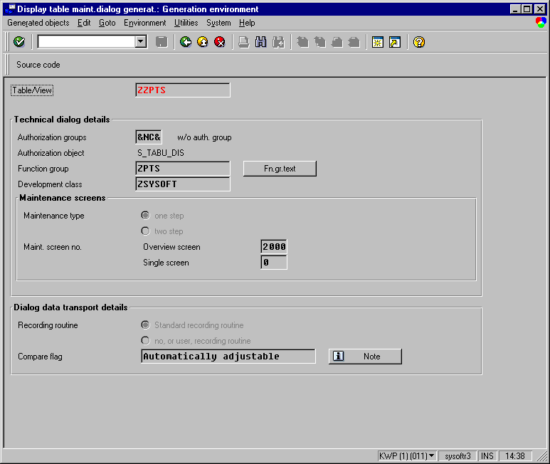 zzpts maintenance dialog